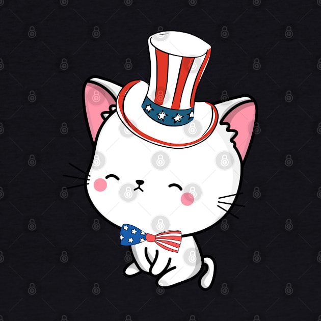 Funny white cat is ready for independence day by Pet Station